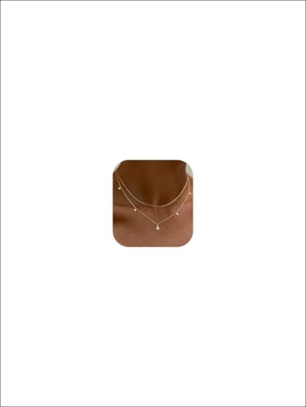 Gold Plated Layered Necklace Set with Zirconia Charm and Satellite Chain